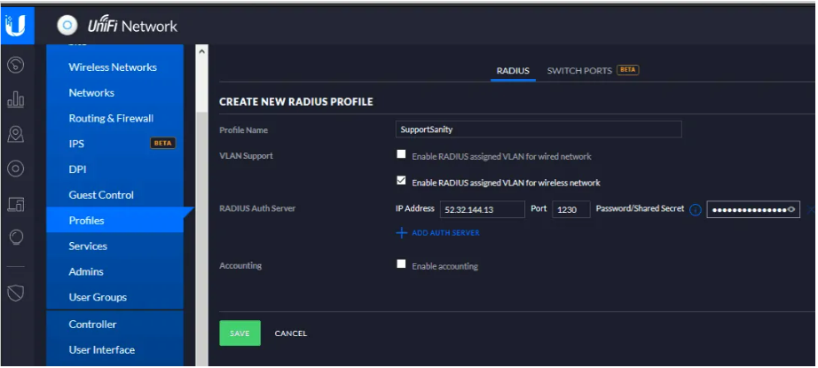How to configure RADIUS profile for UniFi