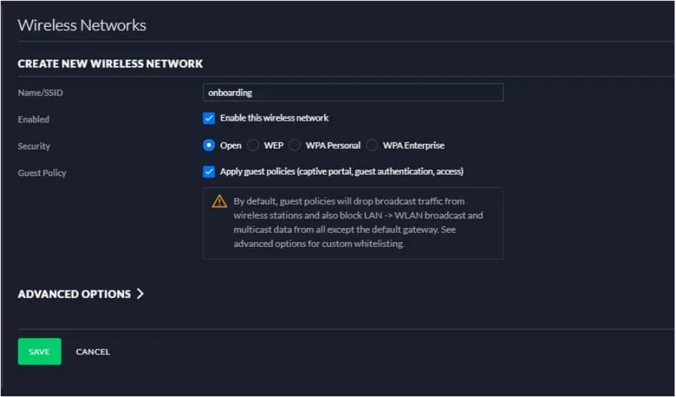 How to create a new open SSID with UniFi