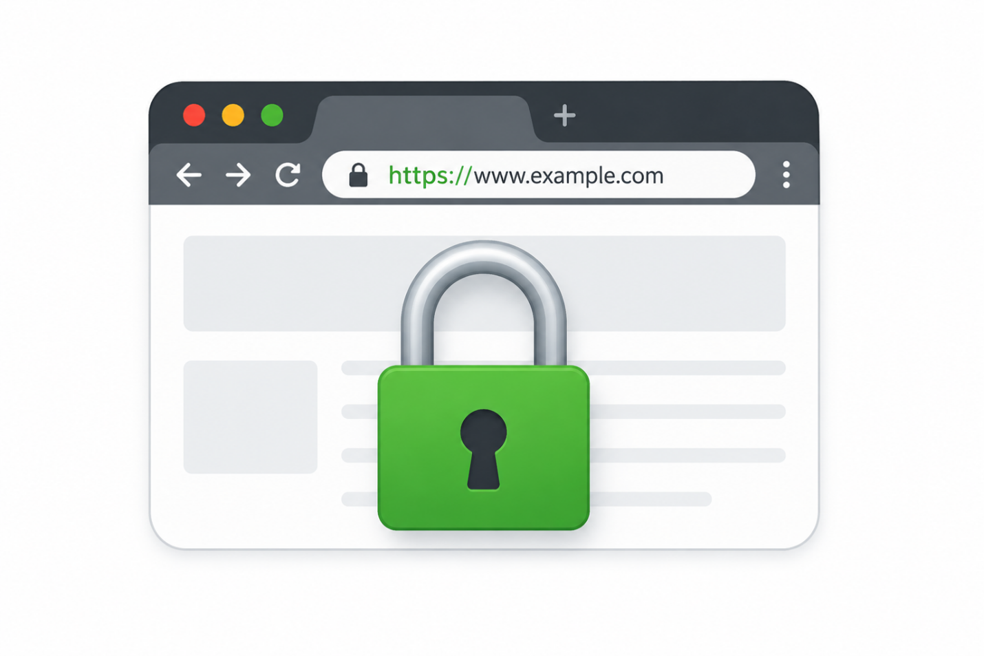 browser showing a large padlock icon