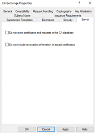 A screenshot showing the server settings for the AD CS certificate