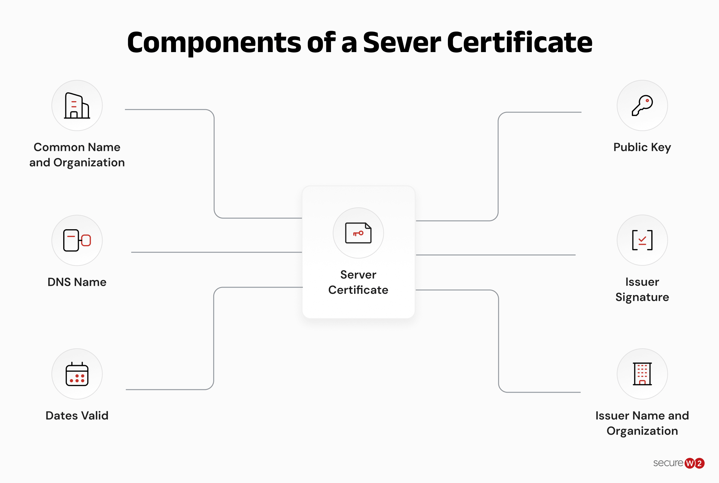Illustration of some of the important components of a server certificate